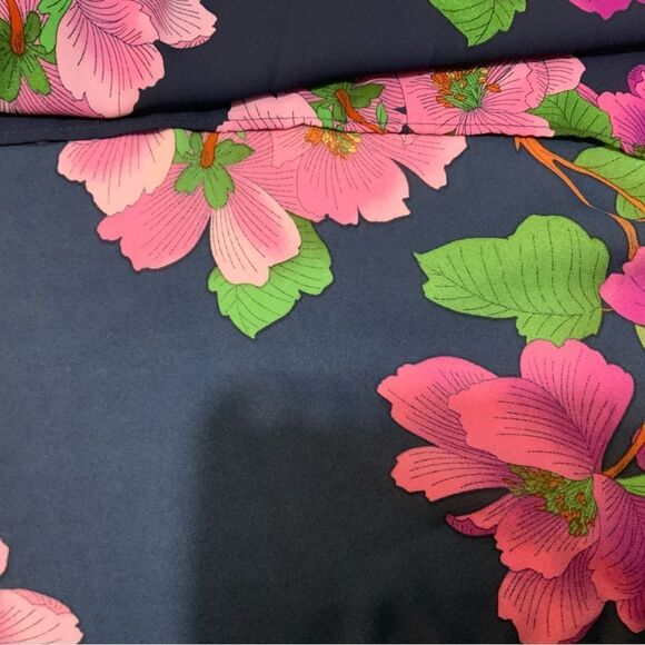 nanette Lepore Navy & Fuchsia Floral Cinched Midi Dress 10 Flowy NWT - Picture 15 of 16